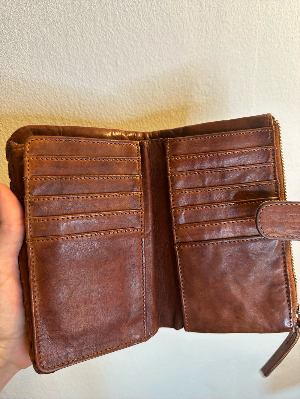 Brown Woven Leather Crossbody Bag With Wallet - Picture 6 of 9